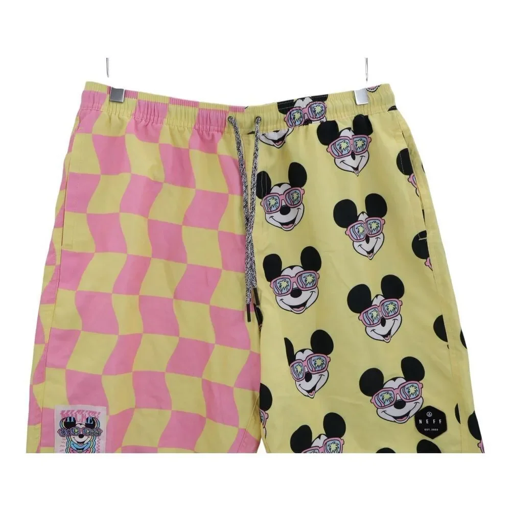 Neff x Disney Mickey Mouse Checkered Swim Trunks Shorts Men's Large